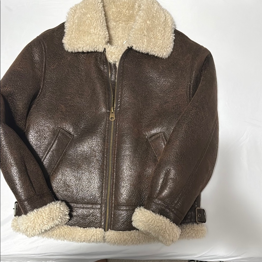 Mango Brown Shearling Bomber Jacket
